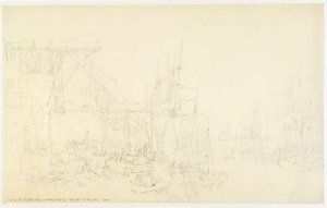 The Hurries, coal boats loading, North Shields, c.1795