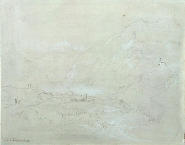 Mountainous Landscape with Town in Valley, c.1840