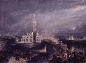 St. Marks Place, Venice Moonlight engraved by George Hollis 1792-1842 pub. 1881