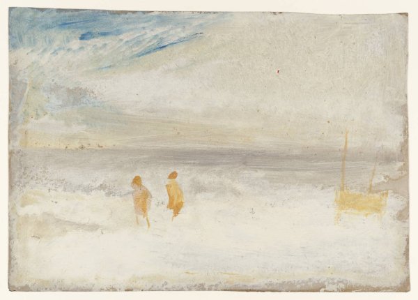 Two Figures on a Beach with a Boat