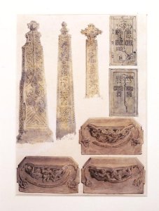 Eight Studies of crosses, brasses and misericords from Whalley Church, Whalley, Lancashire