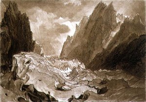 Mer de Glace, Valley of Chamouni, Savoy, from the Liber Studiorum, engraved by the artist, 1812