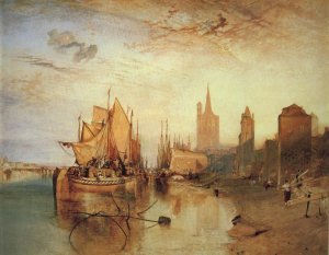 Cologne The Arrival of a Packed Boat Evening 1826